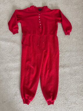 The J. Peterman Company Red Cotton Jumpsuit Womens M One Piece Pants Long Sleeve